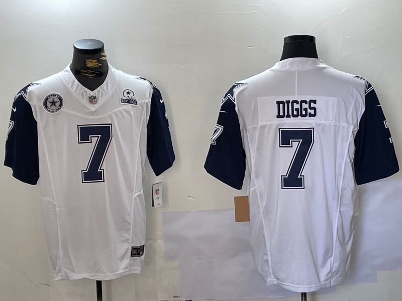 Men Dallas Cowboys 7 Diggs White 2024 Nike Limited NFL Jersey style 7